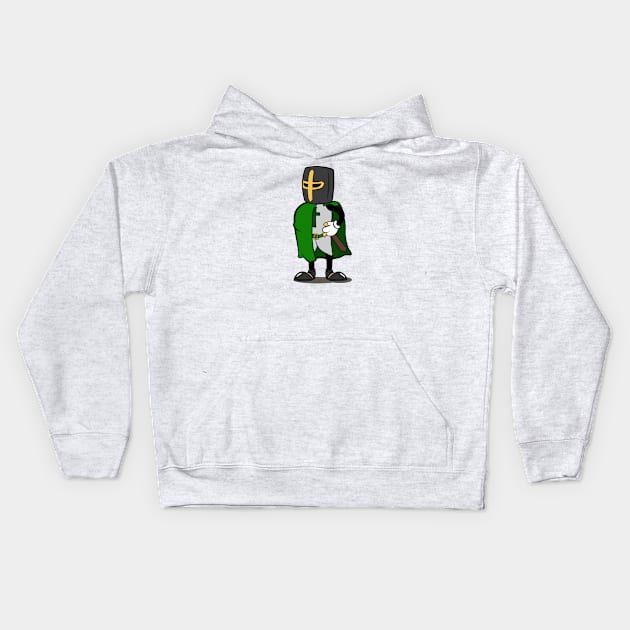 Teutonic Knight Cartoon (Player 3 colors, Green) Kids Hoodie by Koyaanisqatsian